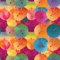 Fototapeta na wymiar Parasol Summer Umbrella Colorful Seamless Pattern Texture Generative AI