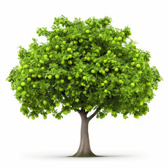 Green tree isolated. Illustration AI Generative.