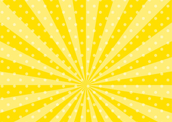 かわいいポップなドットの集中線　横　横長