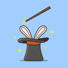 Rabbit In Hat With Magician Wand Vector Illustration