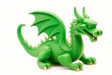 Obraz premium Green wooden dragon. Generate Ai