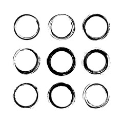 set of circle brush element vector, abstract circle grunge