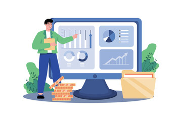 A business analyst prepares a report on industry trends.