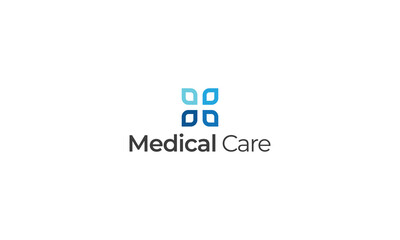Simple and minimal blue leafy medical care logo 