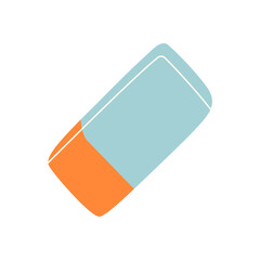 Eraser isolated on white background. Education, stationery concept. Vector illustration.