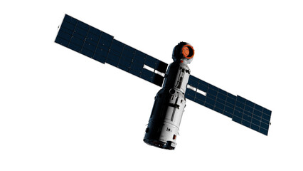illustration with an artificial earth satellite on the theme of space industry technology