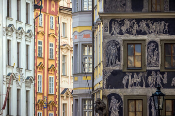 Fototapeta premium Baroque building facades in old town Prague, Czech Republic