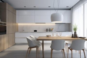 house clean home interior furniture design table kitchen chair dining modern. Generative AI.