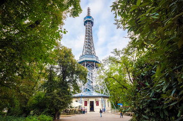 Petrin tower in Prague, Czech Republic. Inspired by the Eiffel tower in Paris