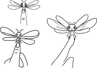 A dragonfly line art vector drawing 