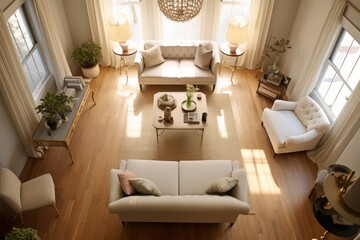 Looking down living room. Generate Ai