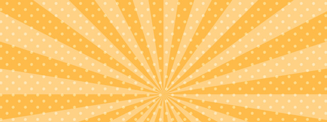 かわいいポップなドットの集中線　横　横長 　ワイド