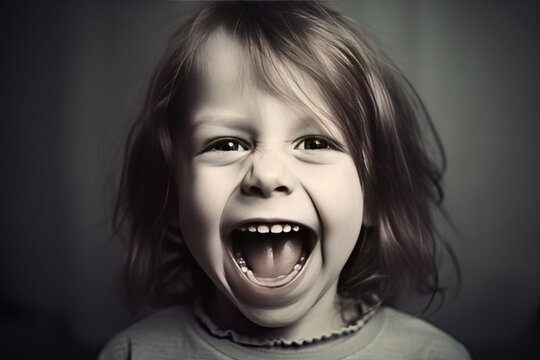 portrait of a child laughing and smiling looking in the camera