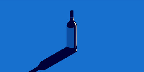 Bottle of wine on a classic blue background.