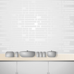 Kitchen setup design vector with vessel