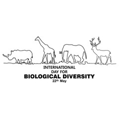 International day for Biological Diversity, One continuous single line hand drawing