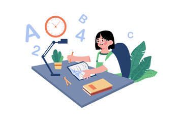 A child practices writing letters and numbers.