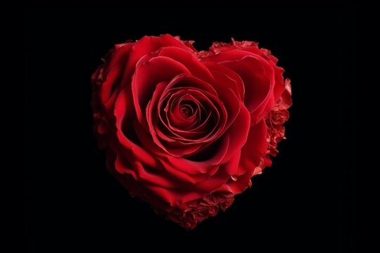 Red rose shape heart love. Generate Ai