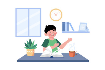 A child reads a book to improve their reading skills.