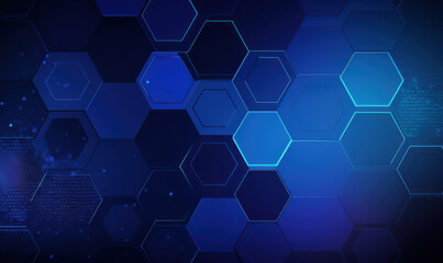 Abstract indigo color background or wallpaper with hexagons, Generative AI - obrazy, fototapety, plakaty
