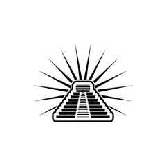 Maya pyramid icon with sun isolated on transparent background