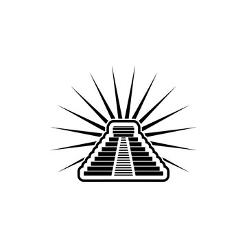 recommend clip art: Maya pyramid icon with sun isolated on transparent background