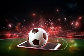 Smartphone soccer ball game. Generate Ai