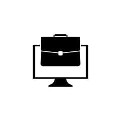 Briefcase and PC monitor icon isolated on transparent background