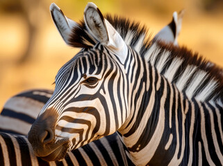 Fototapeta na wymiar Zebras close-up in the wild