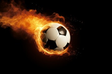 Fototapeta na wymiar Soccer ball fire. Generate Ai