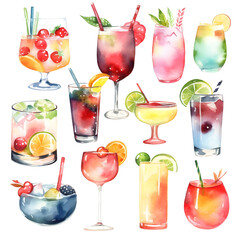 Clipart cocktail, on transparent background png illustration