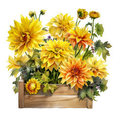 Garden Blooms: Eye-catching Dahlia Watercolor in a Pot for Your Stock Photos