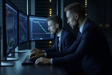 Businessman and investor watching online trading generative ai