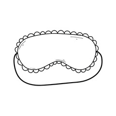 Mask for sleep. Vector illustration. Doodle style. Linear sleep mask with lace.