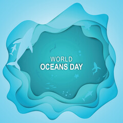 World Oceans Day background. Environment International.