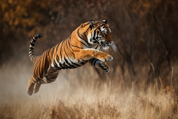 Tiger jumping. Generate Ai