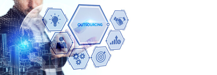 Business, Technology, Internet and network concept. Outsourcing human resources.