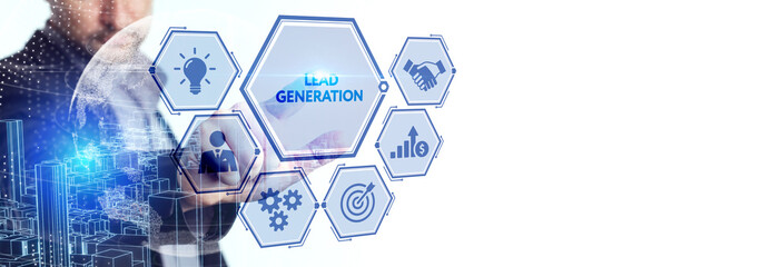 Lead Generation. Finding and identifying customers for your business products or services. Finance concept.