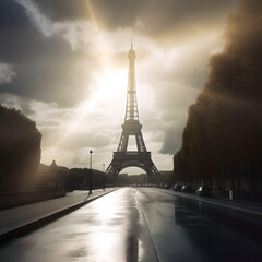 Tour eiffel, Paris, jour de pluie