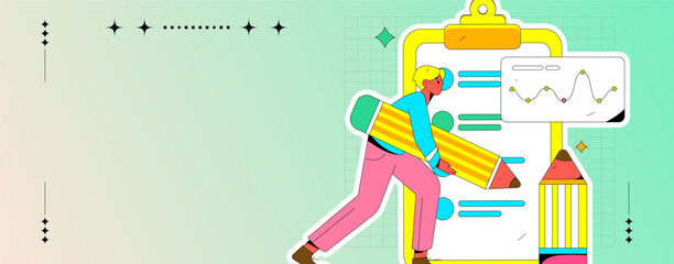 Invite friends to conduct questionnaire survey flat vector concept operation hand drawn illustration
