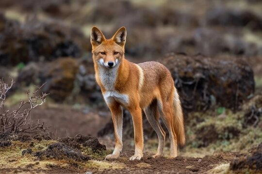 Endemic ethiop wolf. Generate Ai