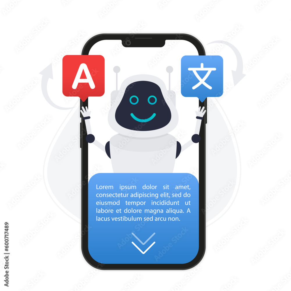 Poster chatbot translator. online translates your messages into another language. ai online support for tra