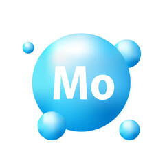 Mineral Mo Molybdenum blue shining pill capsule icon. Mo Molybdenum Vector. Mineral Blue Pill Icon. Vitamin Capsule Pill Icon. Substance For Beauty, Cosmetic, Heath Ads Design. Vector illustration