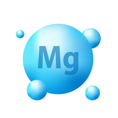 Mineral Mg Magnesium blue shining pill capsule icon. Mineral Vitamin complex. Mineral Mg Magnesium symbol. Shining cyan substance drop. Meds for heath ads. Vector illustration