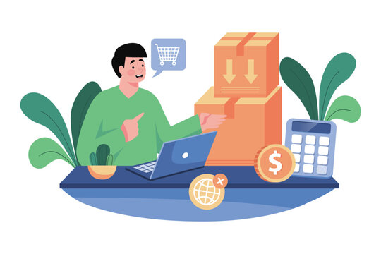 A small business owner manages inventory and orders supplies.