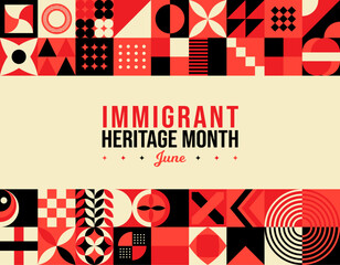 Immigrant Heritage Month Vector Illustration. National June Awareness. New York Celebration Week. Horizontal Neo Geometric pattern concept abstract graphic. Social media post, website header promotion
