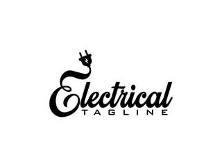 Electrical text letter logo. Electricity icon. Power. Plug. Premium vector