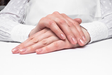 beautiful woman's hands with neat manicure isolated