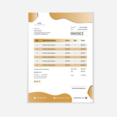 Invoice Layout with Teal Accents Design Vector Template