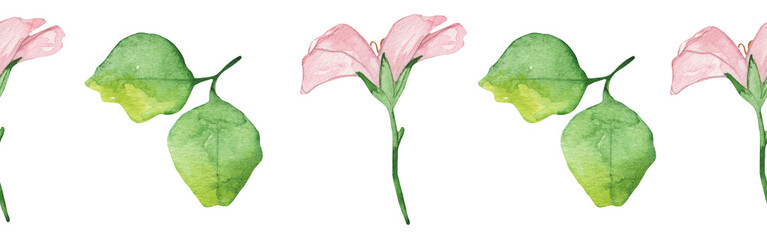 Naklejka premium Watercolor frame - illustration with flowers leaves elements, for wedding stationery, congratulations, wallpapers and more on white background.